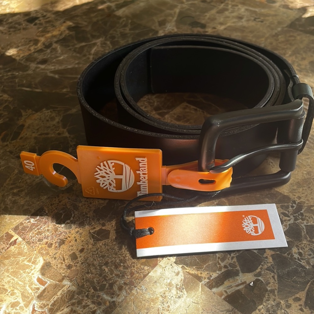 Timberland black leather belt size 40 . Brand new with tags